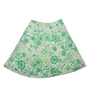 Vintage Y2K Gap Green and White Floral A-Line Mini Skirt 2